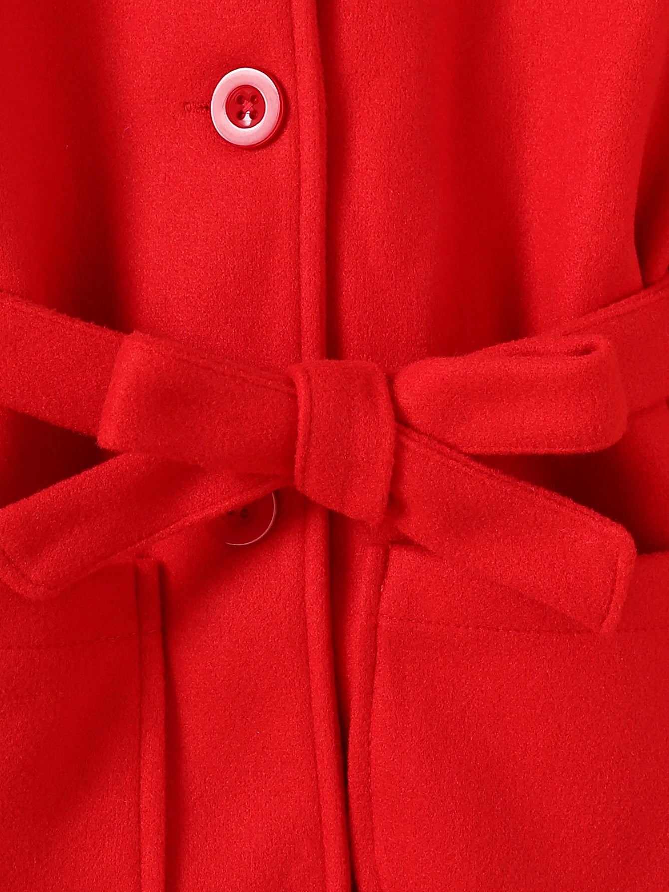 Manteau Fille Laine - Veste Ceinture Noeud Automne Hiver