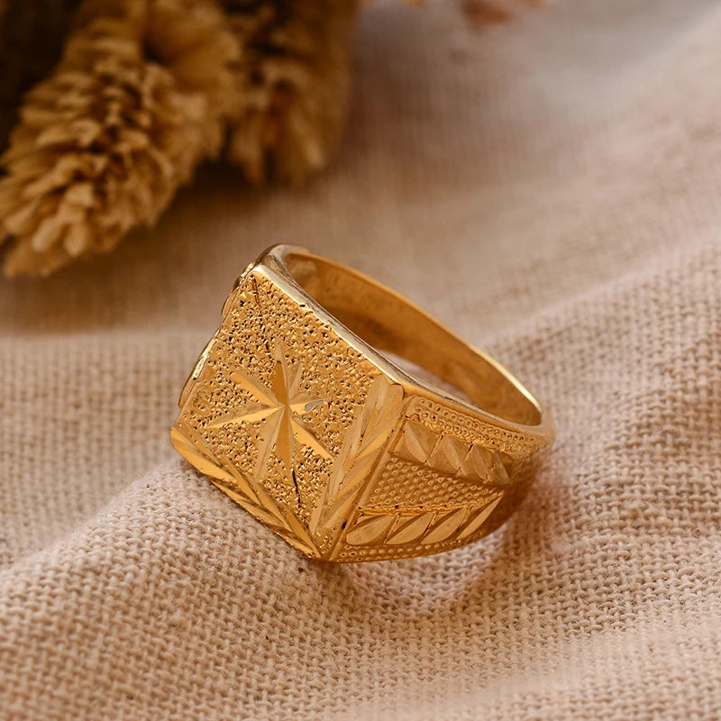 Bague Homme Couleur Or - Style Dubai Moyen-Orient