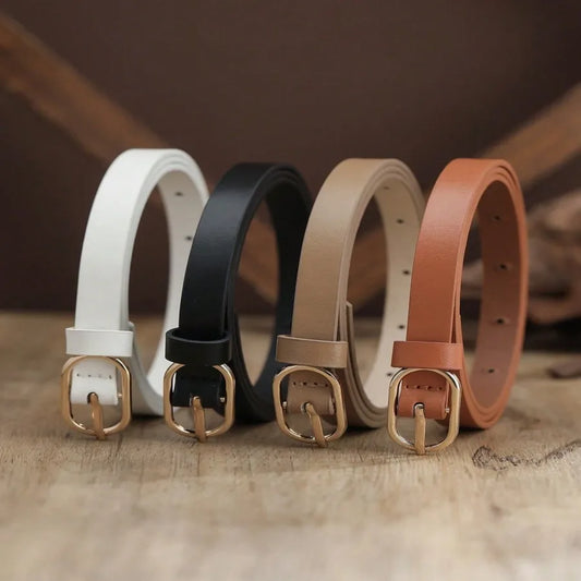 Lot de 3 Ceintures Fines Femme - Boucle Ovale Dorée Taille Polyvalente