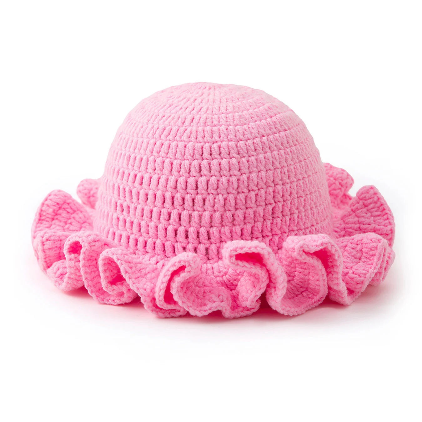 Chapeau Bob Tricoté Moelleux Femme - Bonnet Crochet Ajouré avec Volants Style Pêcheur pour Automne Hiver