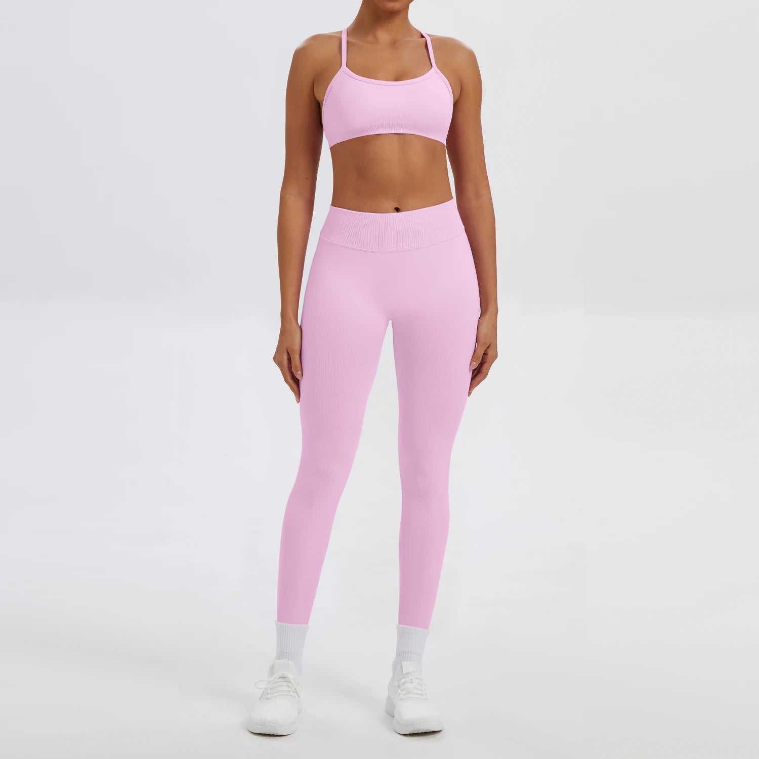 Ensemble Sport Femme 2 Pièces Sans Coutures – Top & Legging Yoga