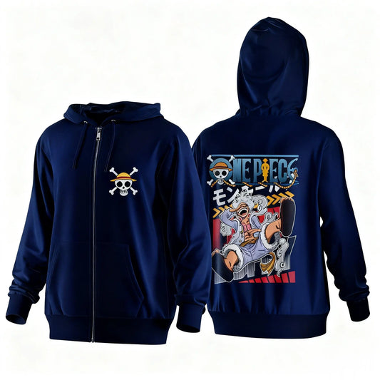 Sweat à Capuche Zippé One Piece Luffy - Veste Streetwear Oversize Homme Femme Y2K