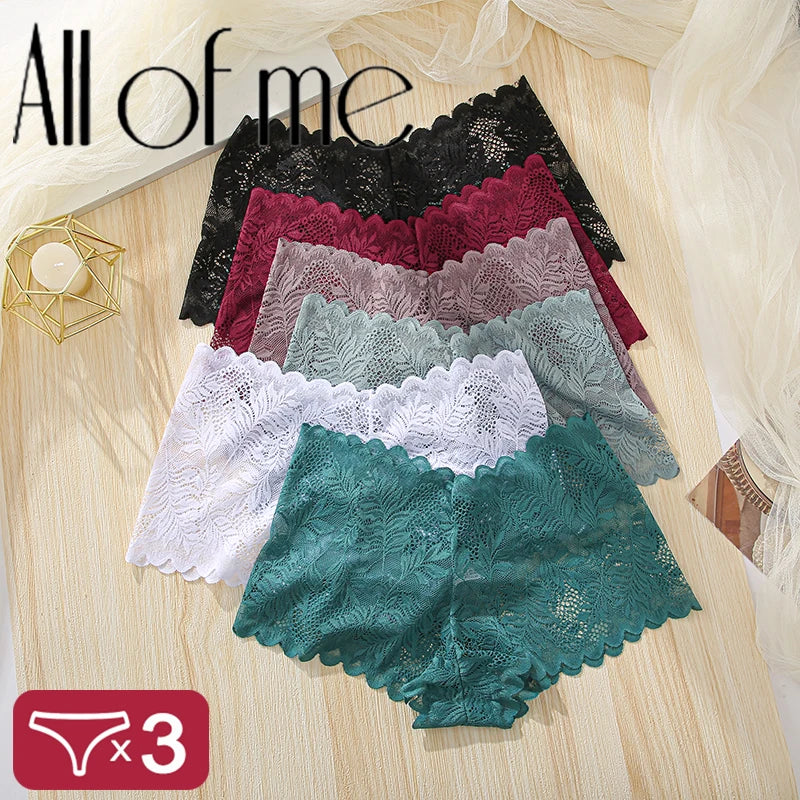 Lot de 3 Culottes Femme Dentelle Sexy Grande Taille - Shorty Taille Basse Seamless Respirant