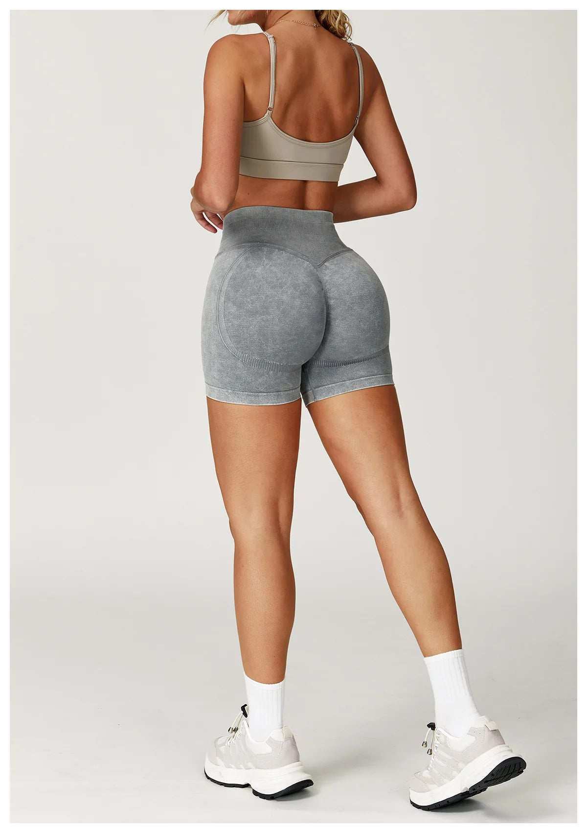 Short de Yoga Taille Haute Femme – Nylon Elasthanne, Sans Coutures, Gainant