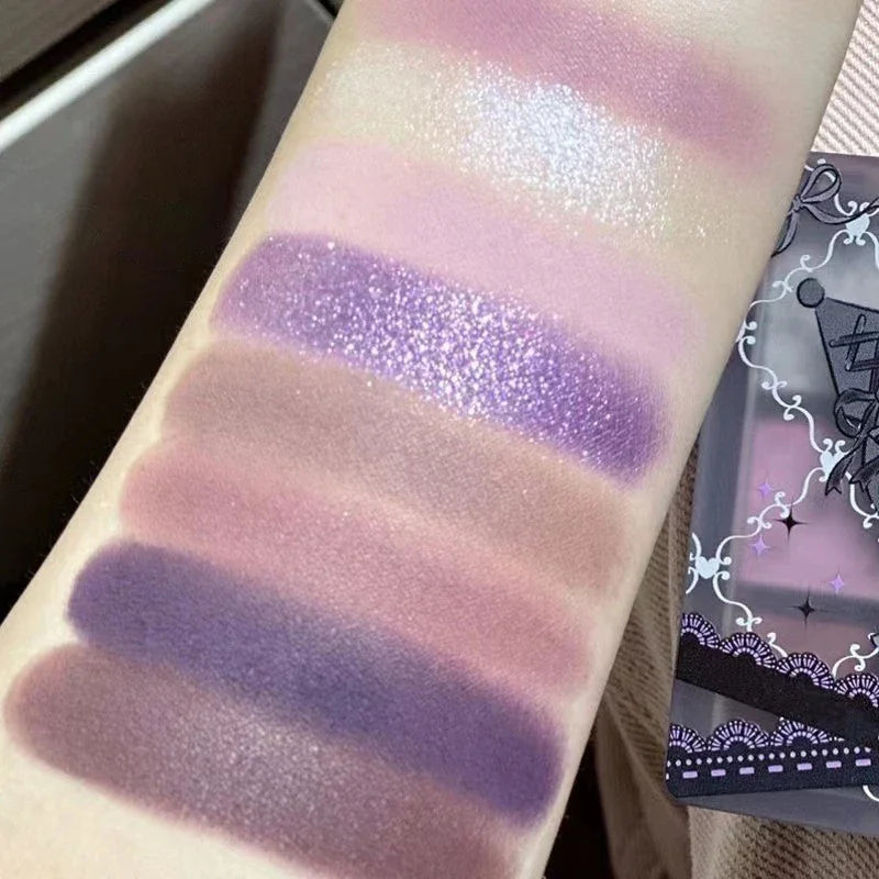 Palette Fard à Paupières 9 Couleurs Violet Gris Nacré Mat Punk Smokey Violet Paillettes Pigments Yeux Maquillage