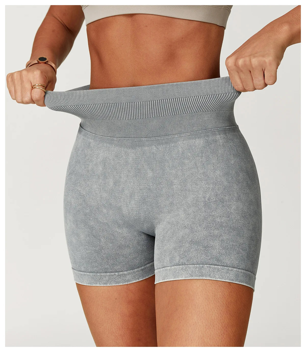 Short de Yoga Taille Haute Femme – Nylon Elasthanne, Sans Coutures, Gainant