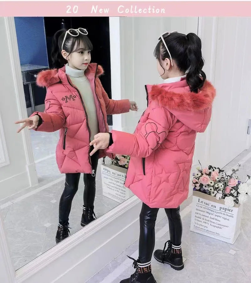 Manteau Hiver Fille 3-10 ans - Parka Chaude Capuche Fourrure Imperméable