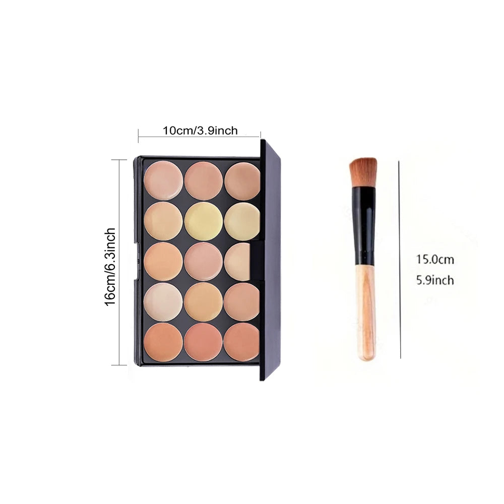 POPFEEL Palette Correcteur 15 Couleurs avec Pinceau et Éponge - Multifonction Imperfections Contouring Tatouage