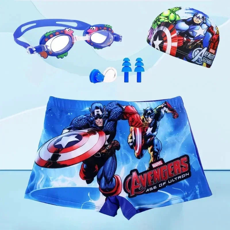 Short de Bain Garçon Spiderman + Casquette + Lunettes - Ensemble 3 Pièces