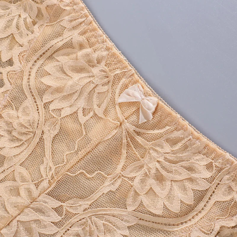 Lot 4 Culottes Femme Dentelle Sexy - String Taille Basse Broderie Florale Respirant Confort