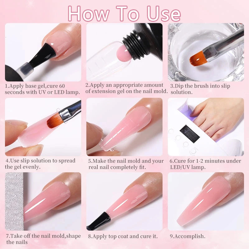 Gel Extension Ongles Paillettes LILYCUTE 15ml - Vernis Semi-Permanent UV Construction Nail Art