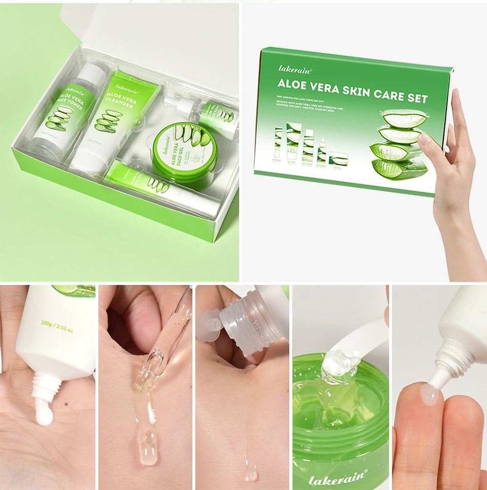 Coffret Soin Visage Aloe Vera Multi-Soins - Hydratation Profonde Nourrissant Éclaircissant Illuminateur Peau Douce