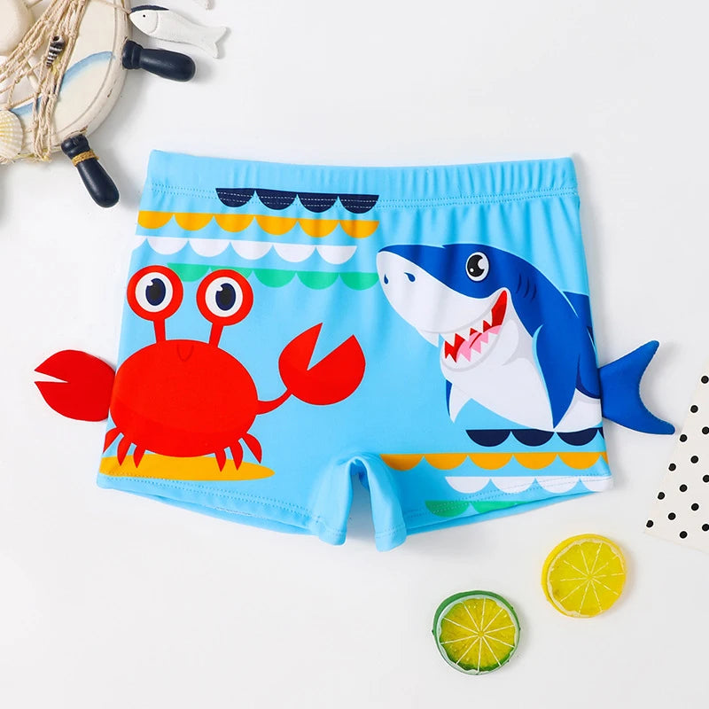 Short de Bain Garçon + Chapeau - Motif Crabe et Requin 2 Pièces