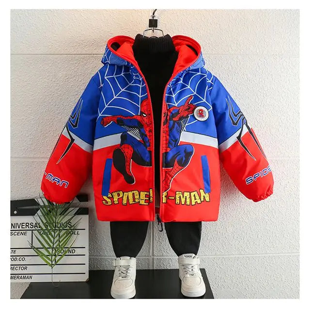 Veste Spiderman Garçon Doublée Polaire - Manteau Chaud Capuche Hiver