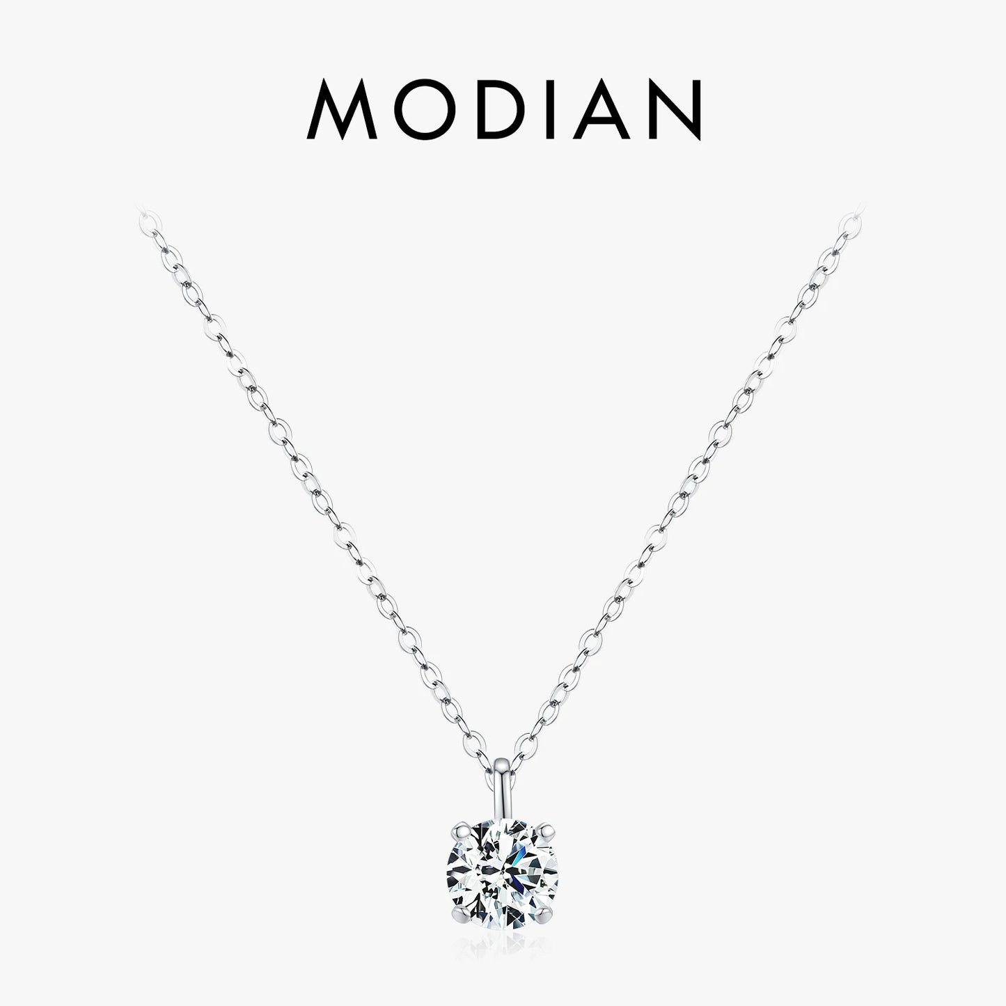 Collier Moissanite 1CT Femme - Pendentif Diamant Lab Argent 925 Mariage