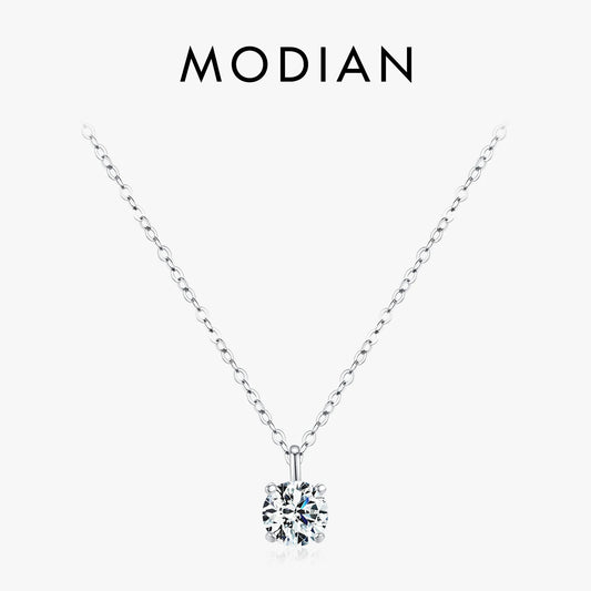 Collier Moissanite 1CT Femme - Pendentif Diamant Lab Argent 925 Mariage