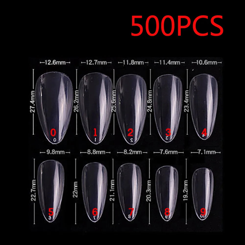Lot 500 Capsules Ongles Amande Transparentes - Faux Ongles Extension Manucure Professionnelle Salon