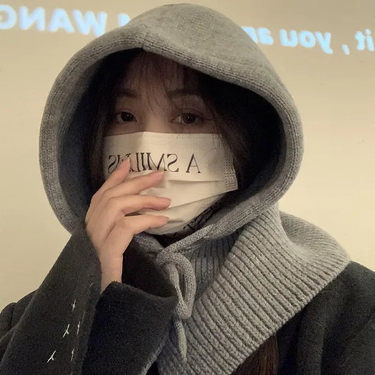 Bonnet Cagoule Enfant Hiver - Écharpe Intégrée Tricot Protection Oreilles