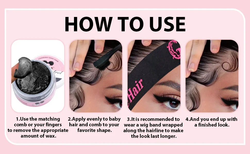 Gel Fixation Cheveux Edge Control Noir - Cire Coiffante Forte Tenue Anti-Cheveux Gris