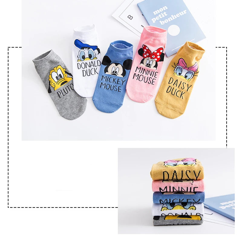 Lot Chaussettes Disney Femme - Socquettes Coton Mickey Minnie Donald Duck Printemps Été