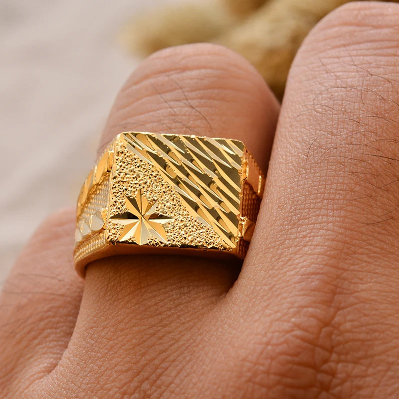 Bague Homme Couleur Or - Style Dubai Moyen-Orient