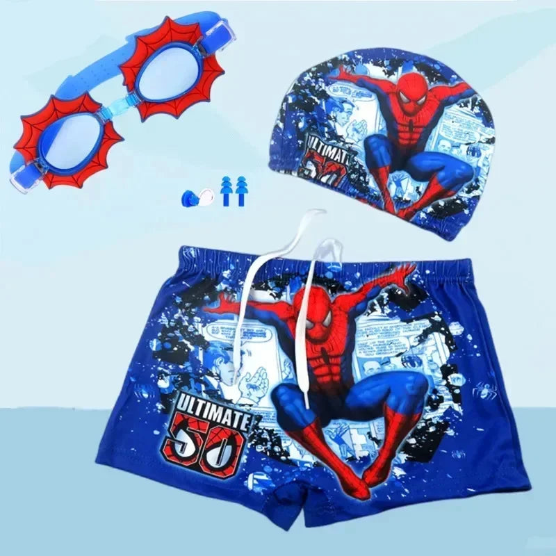 Short de Bain Garçon Spiderman + Casquette + Lunettes - Ensemble 3 Pièces