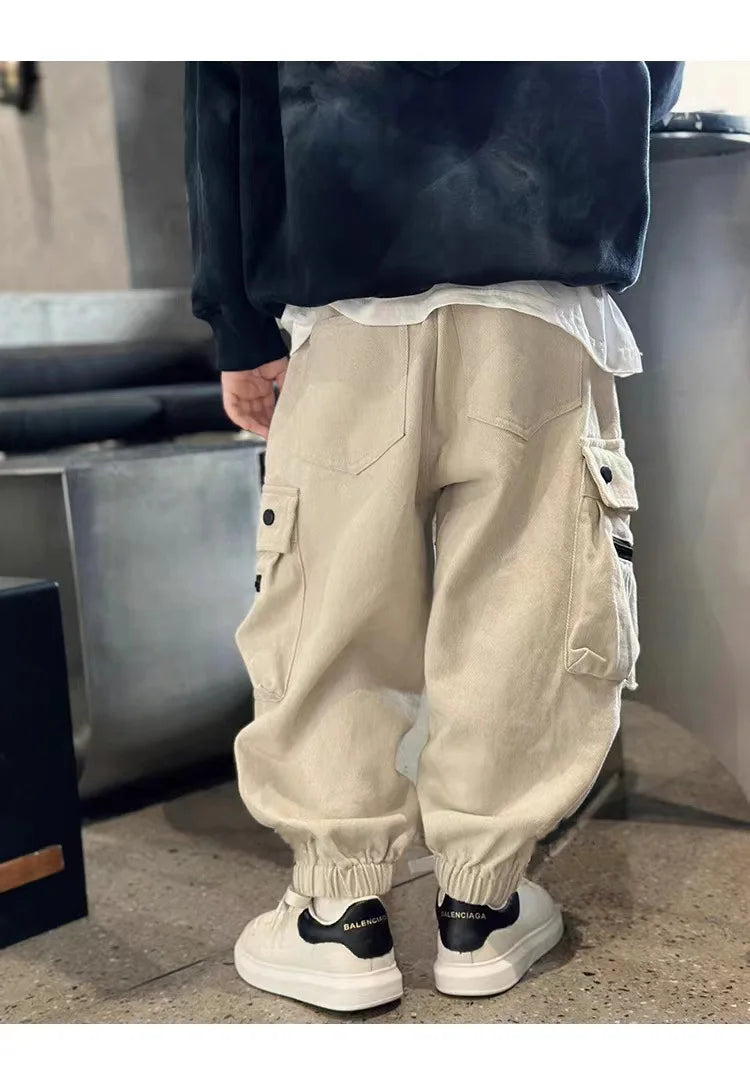 Pantalon cargo garçon streetwear - Style baggy décontracté