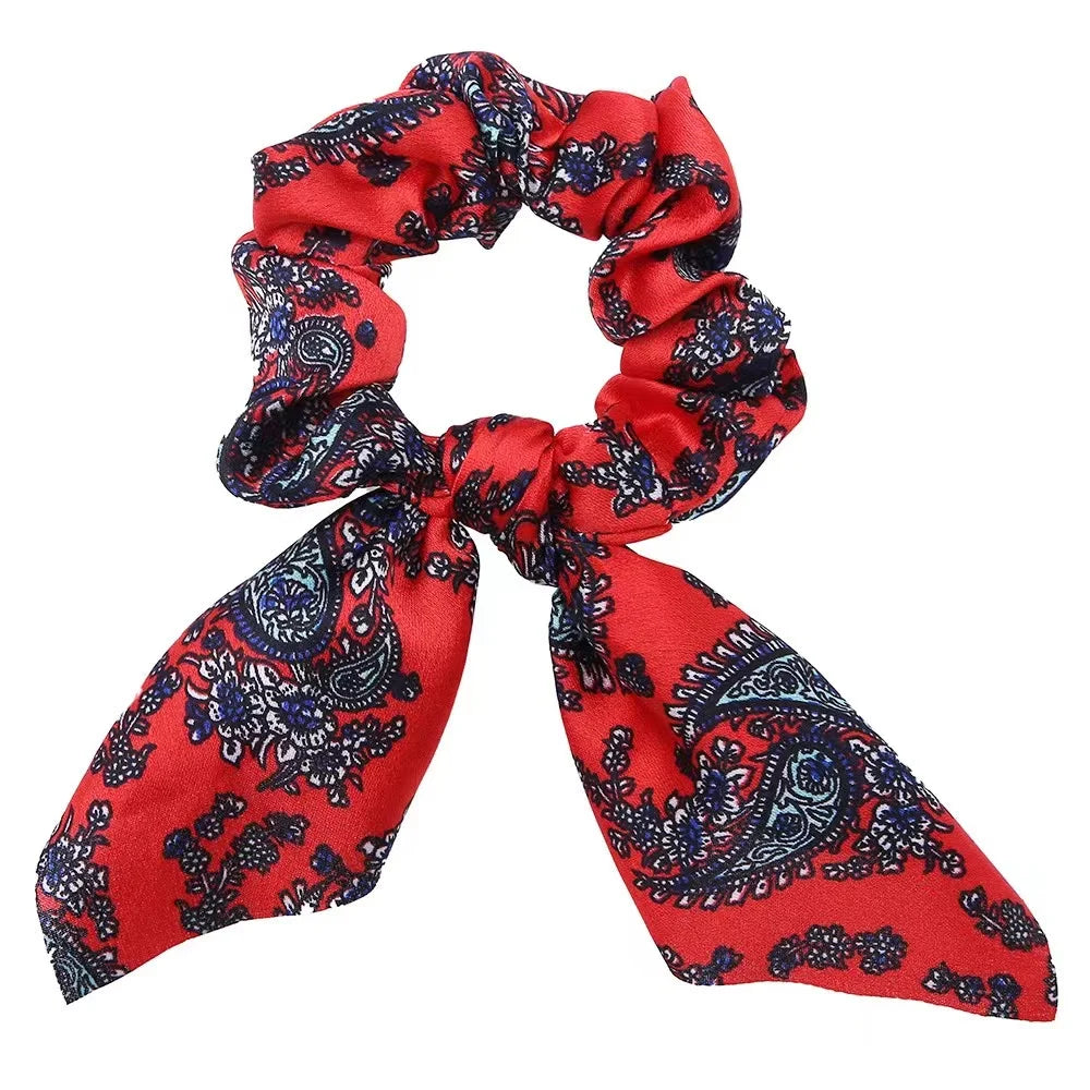 Lot Chouchous Nœuds Femme Fille - Élastiques Cheveux Imprimé Floral Queue de Cheval Accessoires