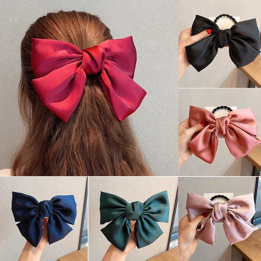 Grands Nœuds Soie Élastiques Cheveux - Chouchous Larges Clips Barrettes Femme Fille Accessoires Cheveux Caoutchouc