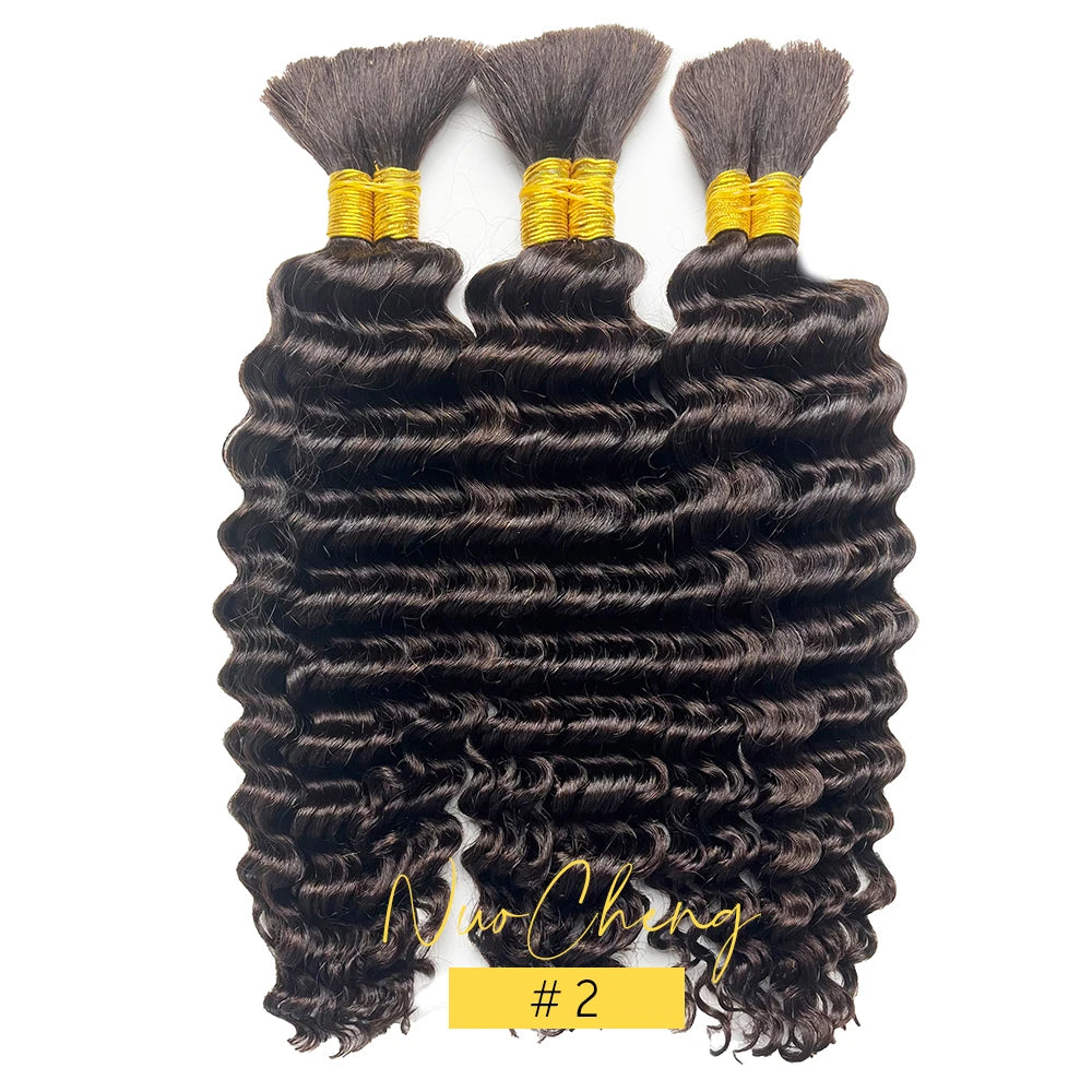 2 Bundles Mèches Cheveux Humains Tressage Boho Braids - 14 Pouces 100g Brésiliens Deep Wave Vrac