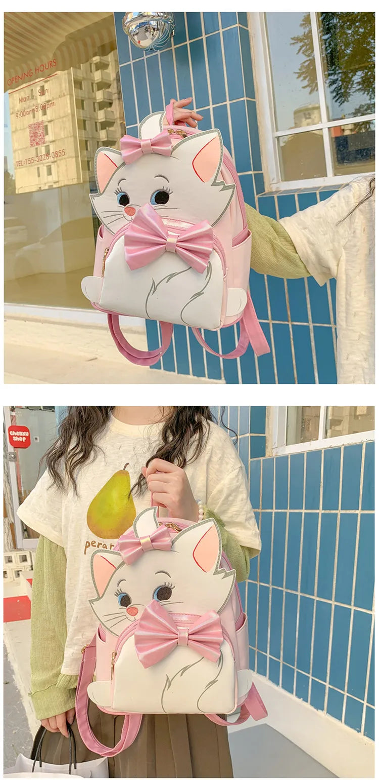Sac à Dos Enfant Disney Marie & Stitch - Cartable PU Kawaii Fille Casual Outdoor Cadeau Épaules