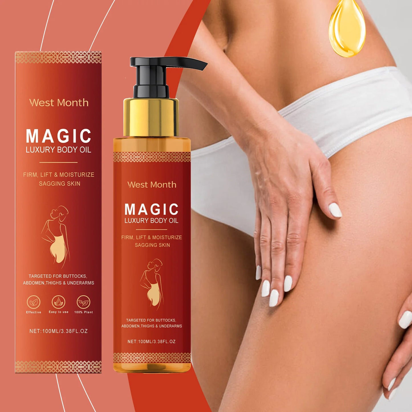 Huile Corps Luxe Magic - Hydratante Profonde Peau Sèche Raffermissante Poitrine Cuisses Réparatrice Nourrissante