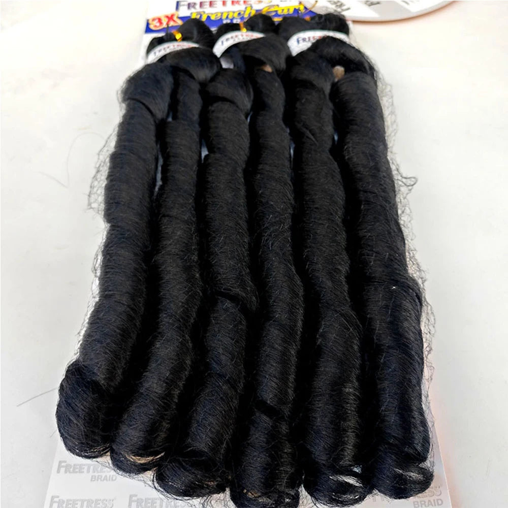 Extension Tresses French Curly 22 Pouces - Mèches Synthétiques Ondulées Loose Weave 3 Paquets