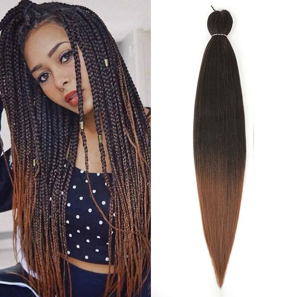 Mèches Tressage Pré-Étirées Ombré - Extensions Cheveux Synthétiques Multicolores Faciles