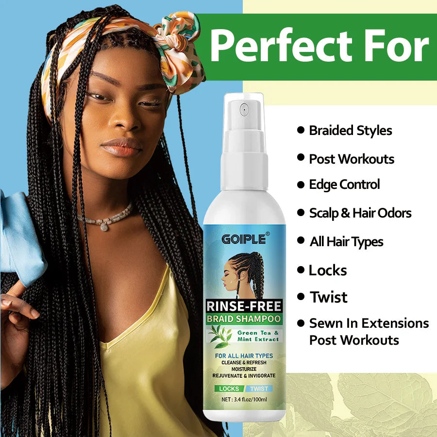 Kit Soin pour Tresses - Shampooing Sans Rinçage Mousse Nettoyante Gel Brillance pour Dreadlocks Cornrows et Accessoires Coiffage