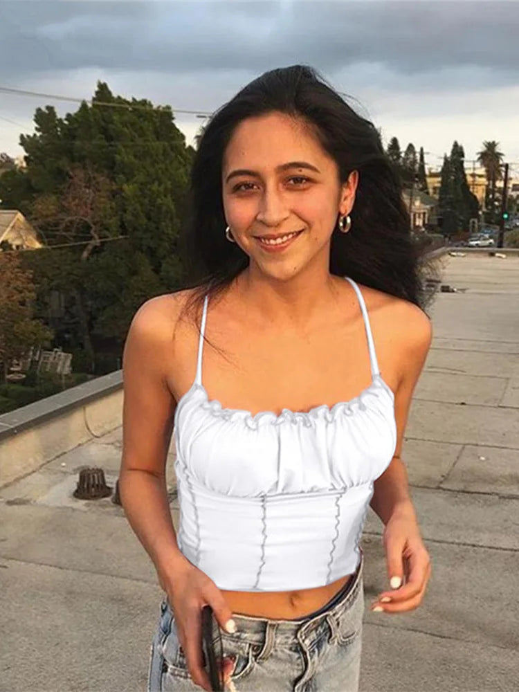 Top Crop Volants Femme Été Sexy