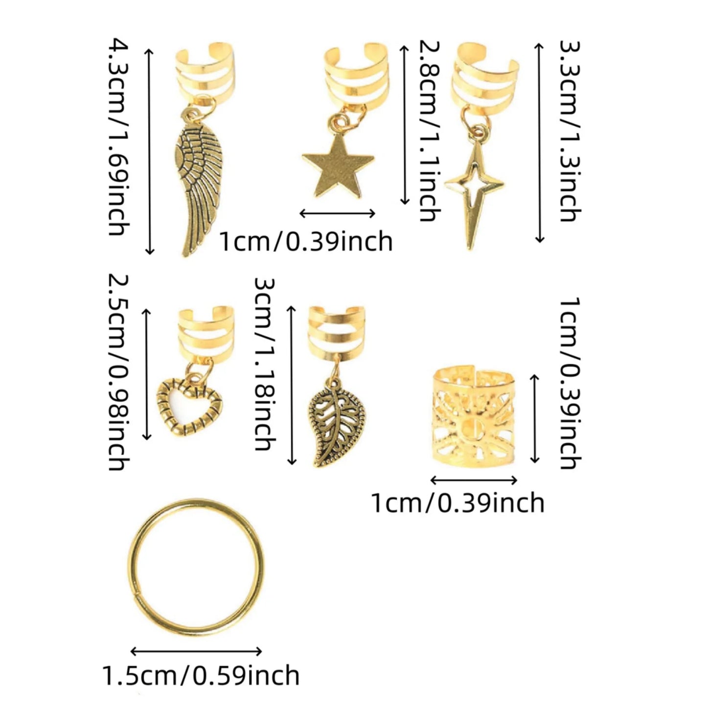 Lot de 45 Anneaux pour Tresses en Alliage - Bijoux Cheveux Dreadlocks Style Hippie pour Tresses Femmes et Filles