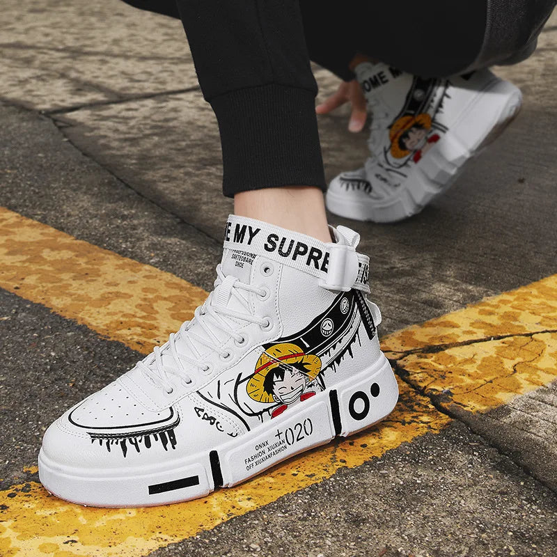 Baskets One Piece Luffy - Chaussures Montantes Anime Respirantes Antidérapantes