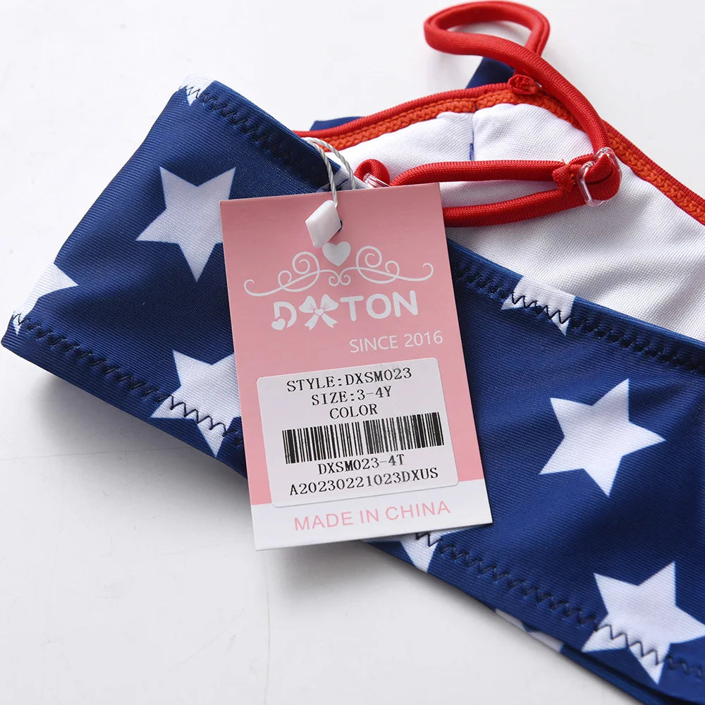 Bikini Fille 2 Pièces Drapeau Américain - Étoiles et Rayures Été