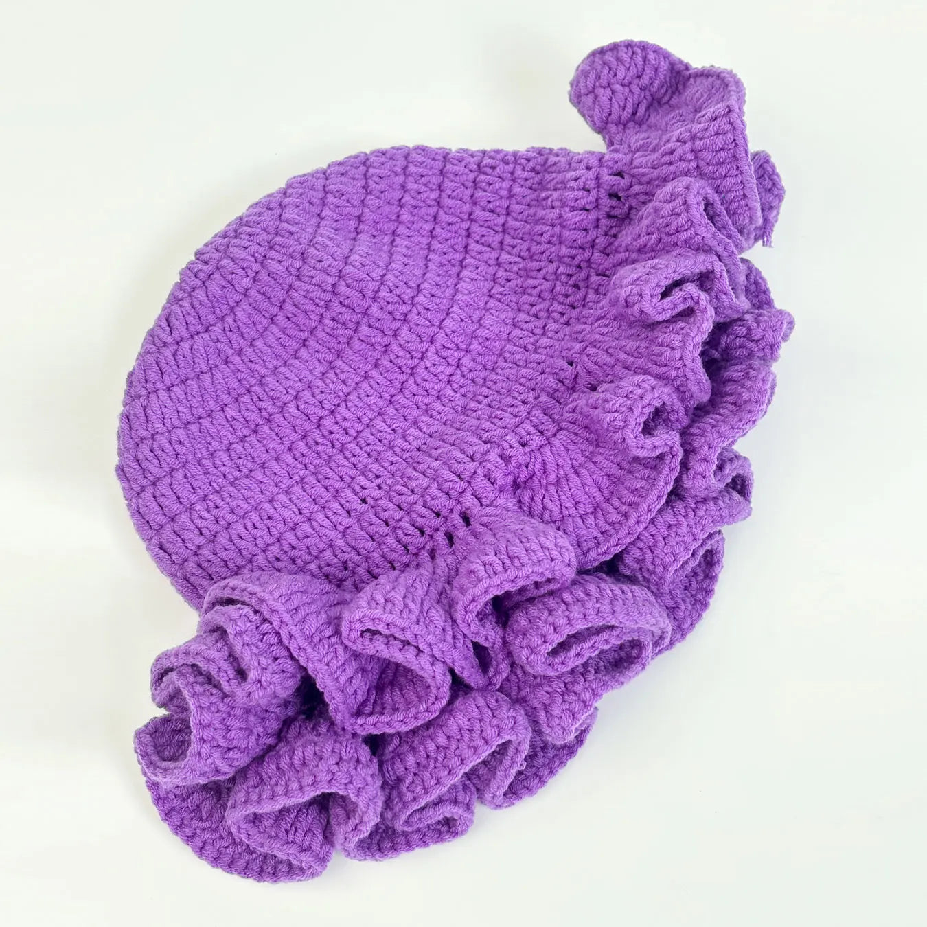 Chapeau Bob Tricoté Moelleux Femme - Bonnet Crochet Ajouré avec Volants Style Pêcheur pour Automne Hiver