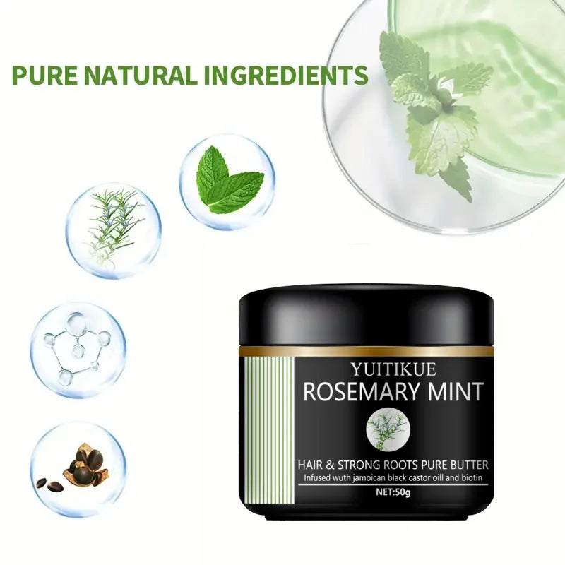 Beurre Capillaire Romarin Menthe - Ricin Noir Biotine Fortifiant 50g
