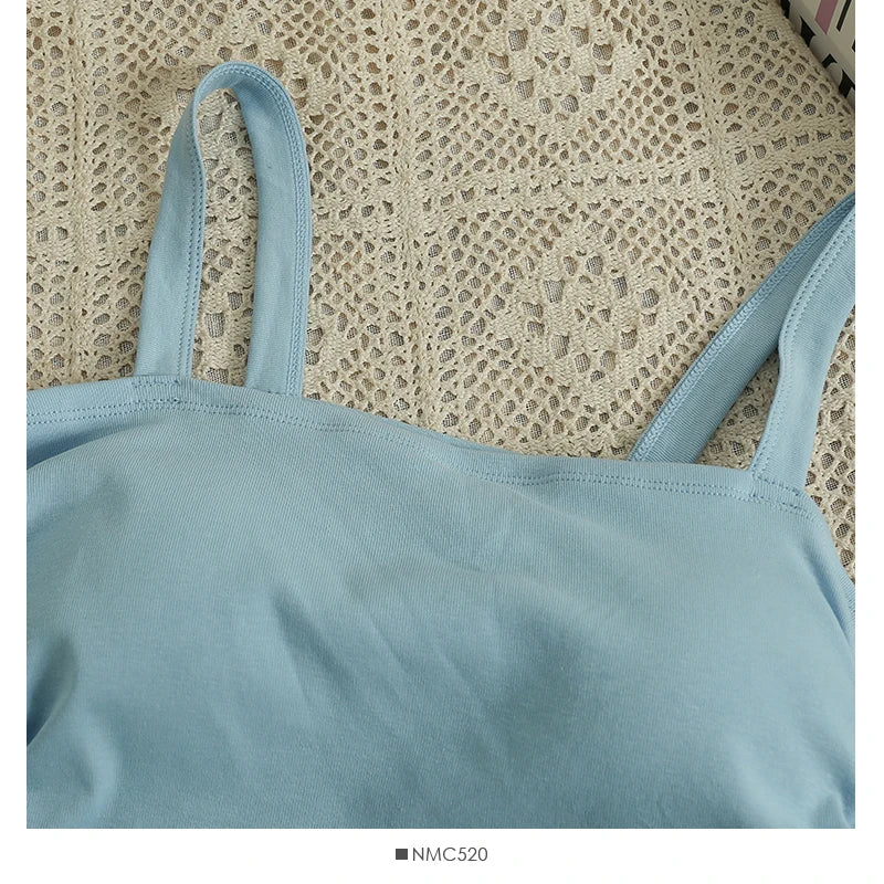 Crop Top Coton Soutien-Gorge Intégré Y2K - Dos Nu Cordon Débardeur Sport Été 2025 Femme