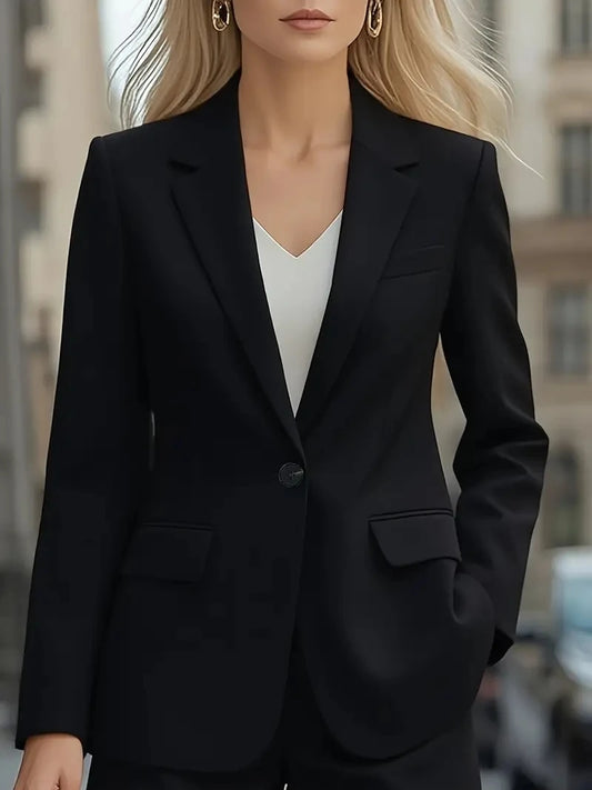 Veste Femme Automne Cardigan Bouton Unique - Manches Longues Couleur Unie Blazer Élégant Casual