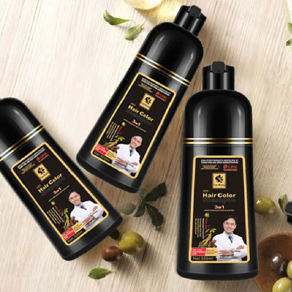 Shampoing Colorant 3 en 1 500ml - Teinture Cheveux Noir Couvre Cheveux Blancs Naturel Rapide Crème DIY