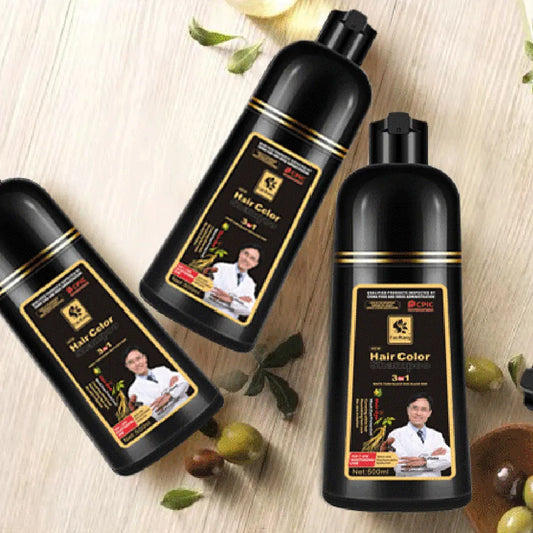 Shampoing Colorant 3 en 1 500ml - Teinture Cheveux Noir Couvre Cheveux Blancs Naturel Rapide Crème DIY