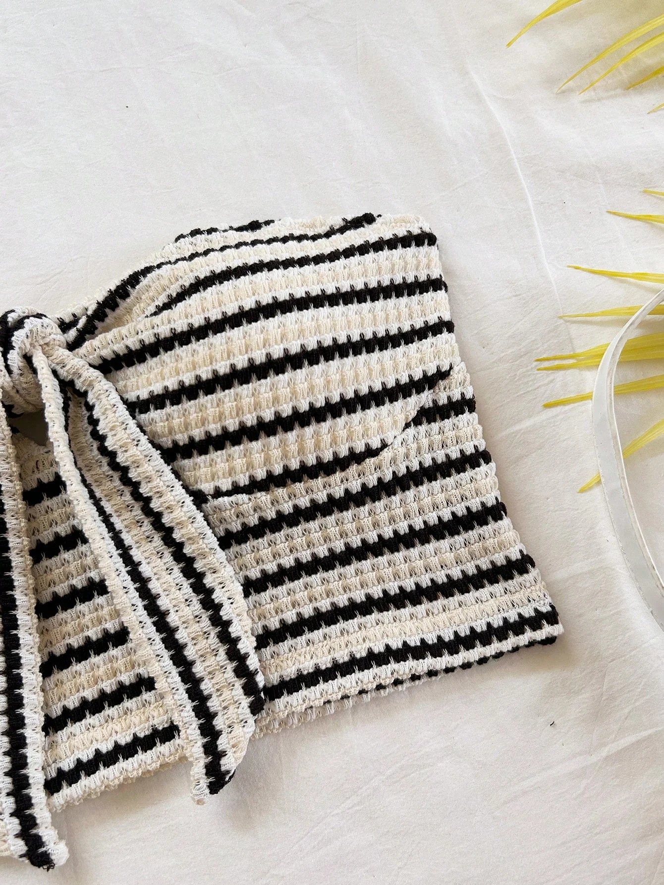 Ensemble 2 Pièces Femme Élégant Rayé Papillon - Top Détail Butterfly + Short Taille Haute Vacances Rendez-vous