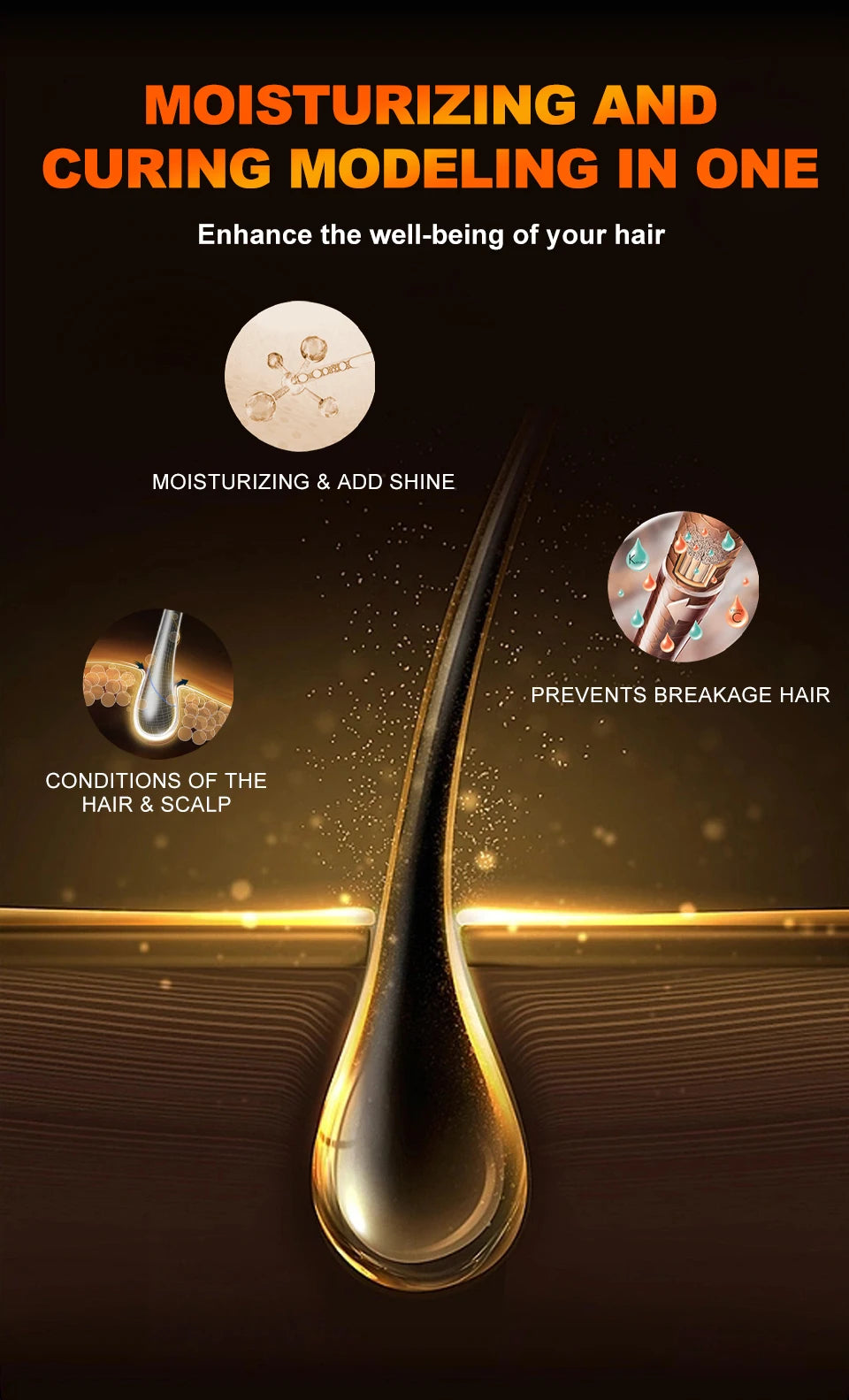 Pommade Anti-Chute Cheveux Homme - Cire Coiffante Nourrissante Boucles Fixation Forte 360 Waves Style Couches Gel Edge Control