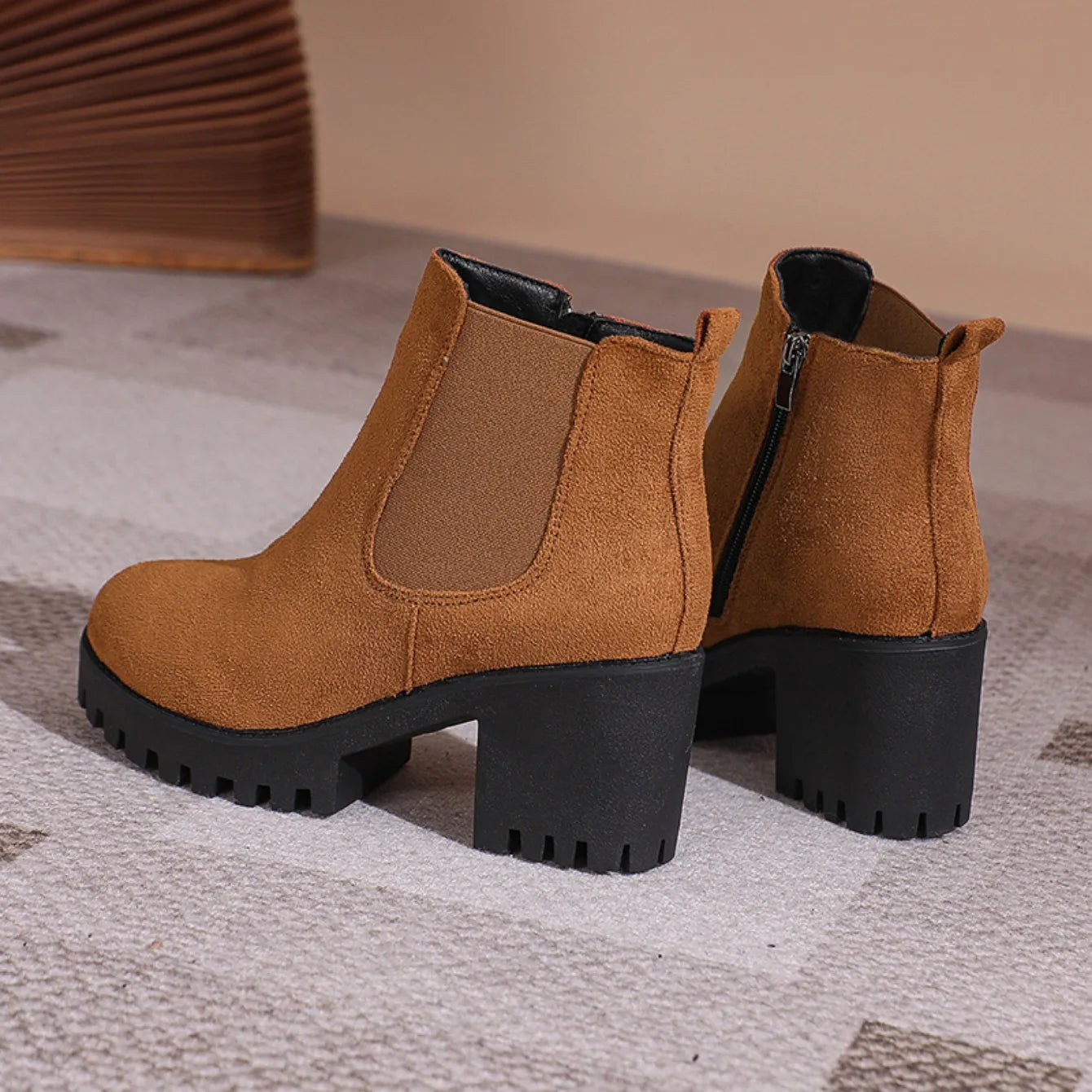 Bottines Plateforme Femme Élégantes - Bout Rond Zip Automne Hiver 2024
