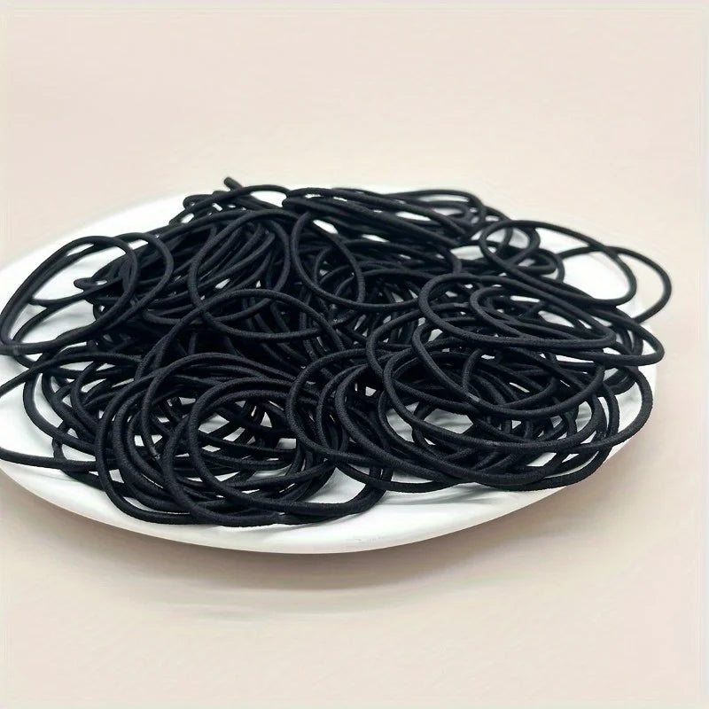 Lot Élastiques Cheveux Noirs Femme Fille - Attaches Queue Cheval Couleur Unie Simples Durables Accessoires