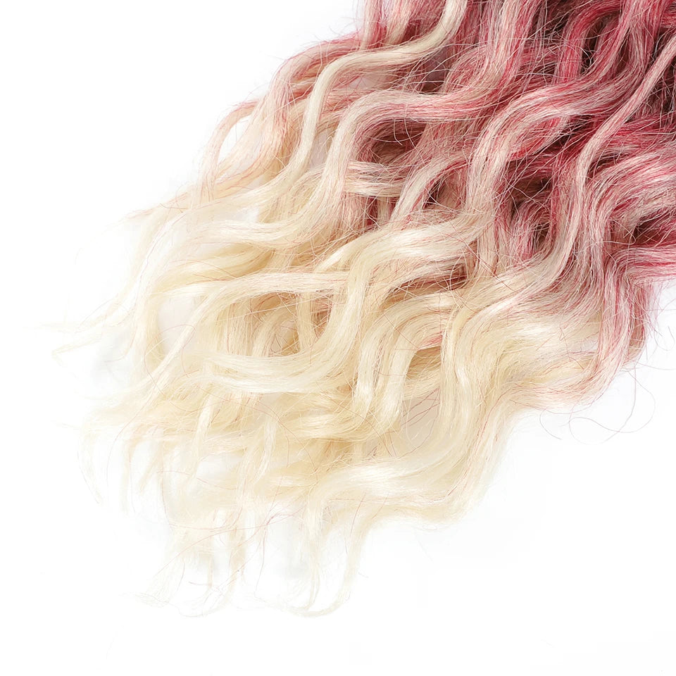 Extension Tresses Hawaii Curly Ocean Wave - Mèches Crochet Synthétiques Afro Bouclées Ombré Rose Water Wave